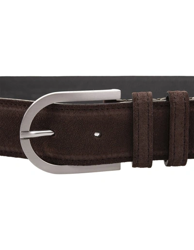 Shop Kiton Suede Belt With Silver Buckle In Brown