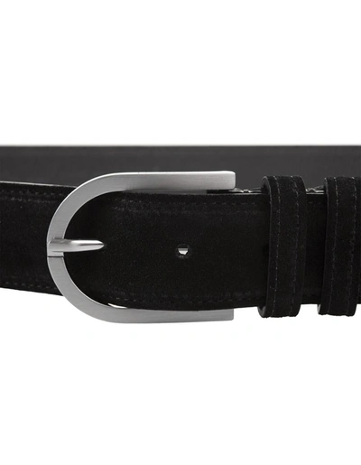 Shop Kiton Suede Belt With Silver Buckle In Black