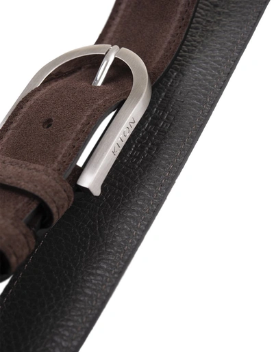 Shop Kiton Suede Belt With Silver Buckle In Brown