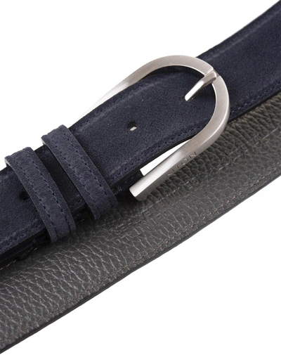 Shop Kiton Suede Belt With Silver Buckle In Blue