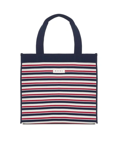 Shop Marni Bags In Marine/ivory/red
