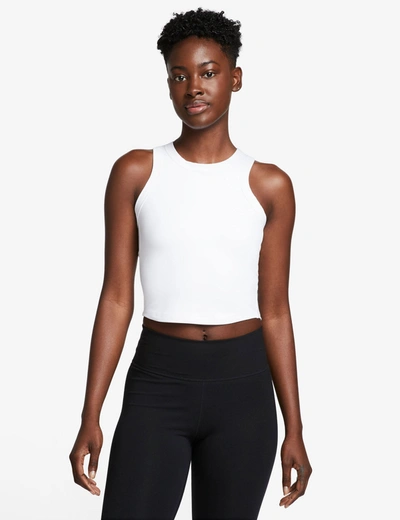 Shop Nike One Fitted Dri-fit Cropped Tank Top In White