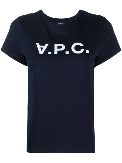 Shop Apc A.p.c. T-shirt Logo Clothing In Blue