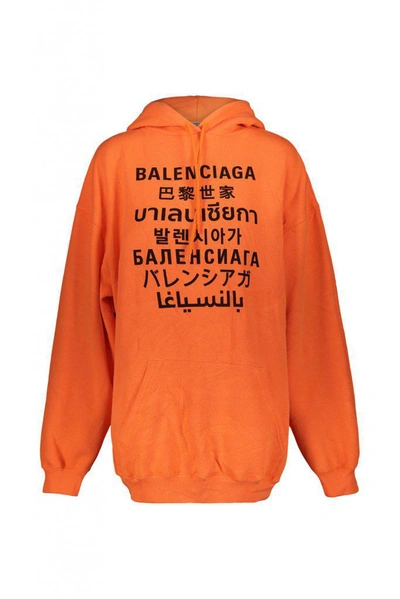 Shop Balenciaga Medium Fit Hoodie Clothing In Yellow & Orange