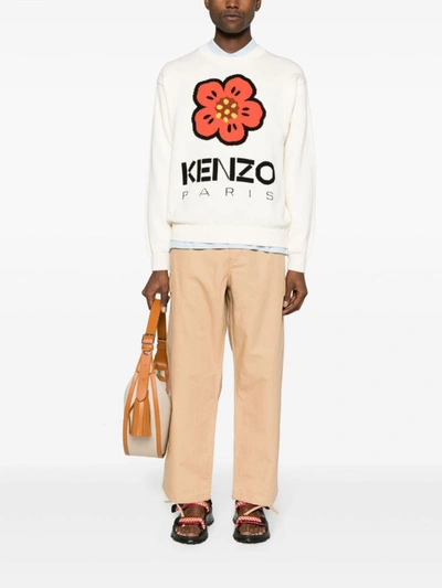 Shop Kenzo Trousers In Beige