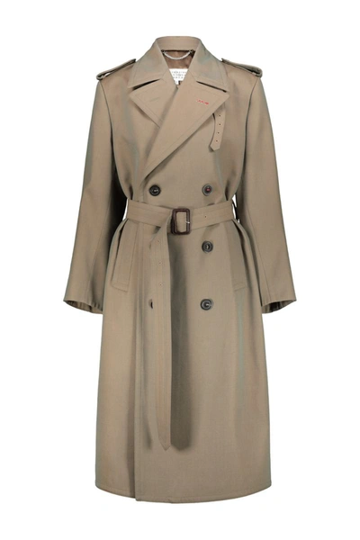 Shop Maison Margiela Double-breasted Trench Coat Clothing In Brown