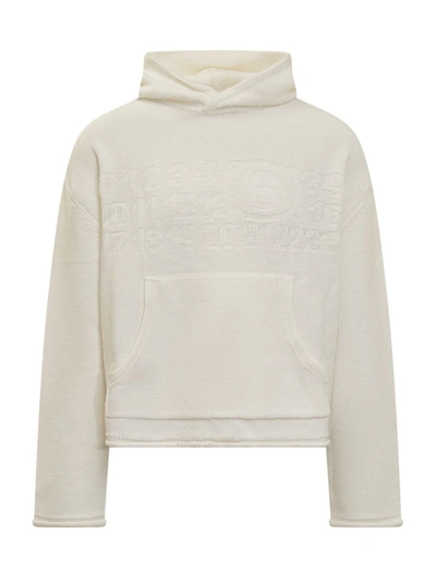 Shop Mm6 Maison Margiela Hooded Sweater In White