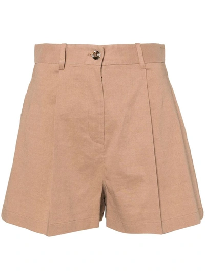 Shop Pinko Shorts With Pleats In Brown