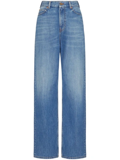 Shop Valentino Denim Cotton Jeans In Clear Blue