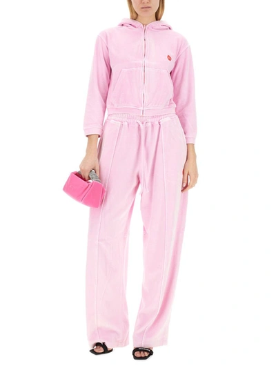 Alexander Wang T T By Alexander Wang Articulated Velour Track Pants In Pink