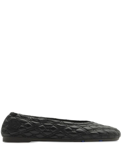 Shop Burberry Leather Ballet Flats In Black