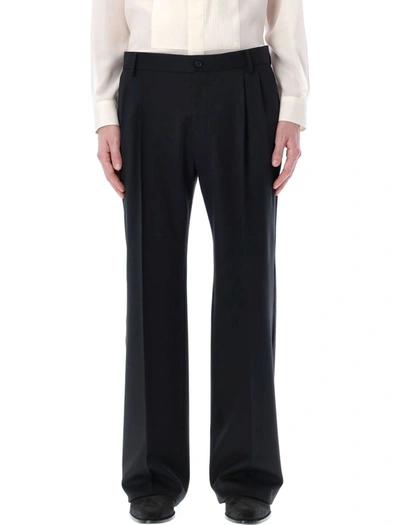 Shop Dolce & Gabbana Stretch Virgin Wool Pants With Straight Leg In Black