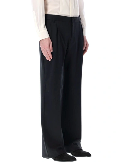 Shop Dolce & Gabbana Stretch Virgin Wool Pants With Straight Leg In Black