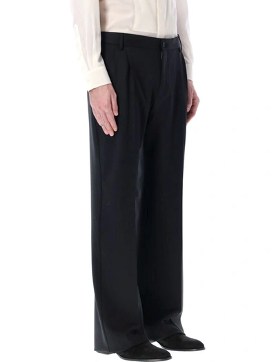 Dolce & Gabbana Stretch Wool Tuxedo Pants With Straight Leg In Black
