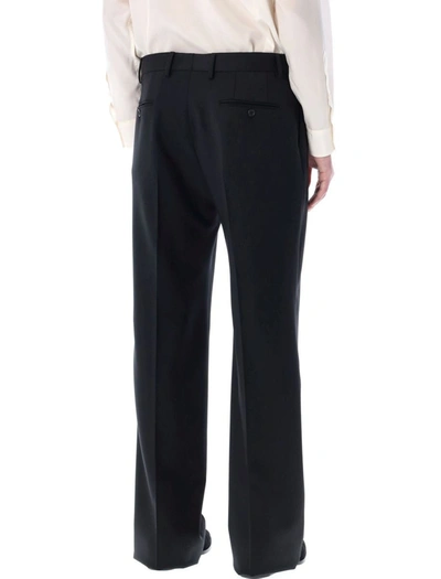 Dolce & Gabbana Stretch Wool Tuxedo Pants With Straight Leg In Black