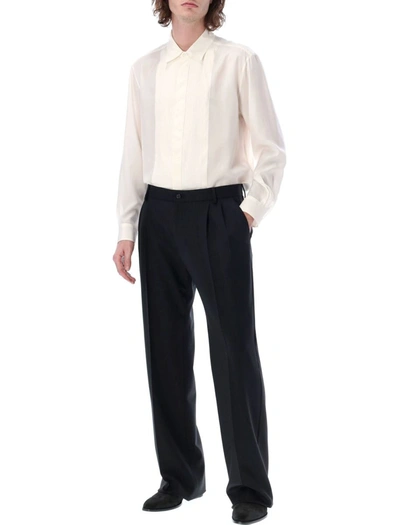 Dolce & Gabbana Stretch Wool Tuxedo Pants With Straight Leg In Black