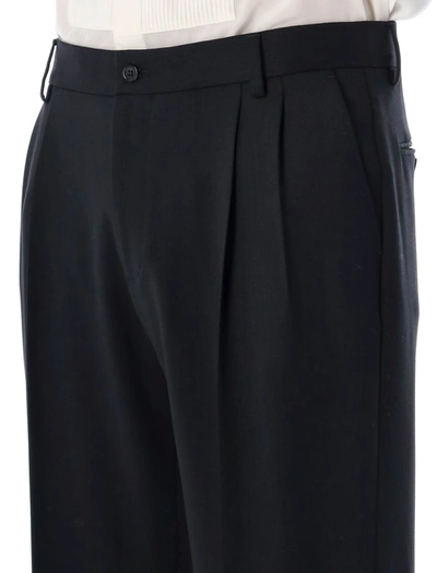 Dolce & Gabbana Stretch Wool Tuxedo Pants With Straight Leg In Black