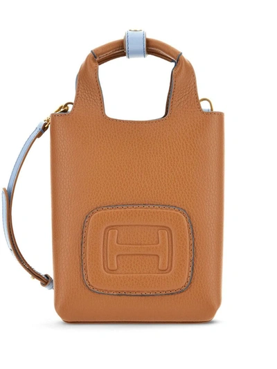Shop Hogan H-bag Mini Leather Tote Bag In Leather Brown