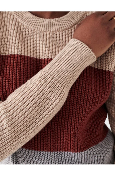 Faherty Cozy Cotton Crew Sweater In Autumn Colorblock