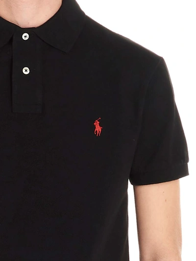 Shop Polo Ralph Lauren Logo Polo In Black