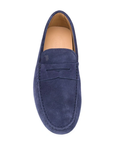 Shop Tod's Gommini Suede Driving Shoes In Blue