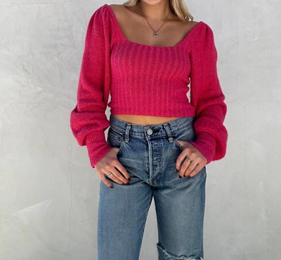 Shop Free People Katie Pullover In Magenta Cherry Combo In Multi