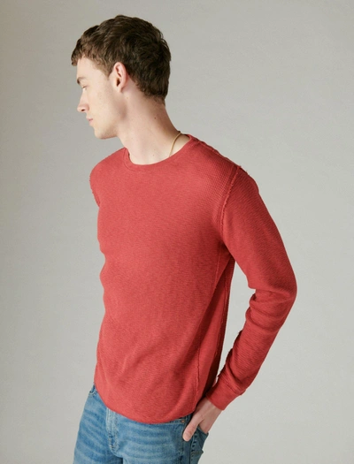 Shop Lucky Brand Men's Garment Dye Thermal Crew In Red