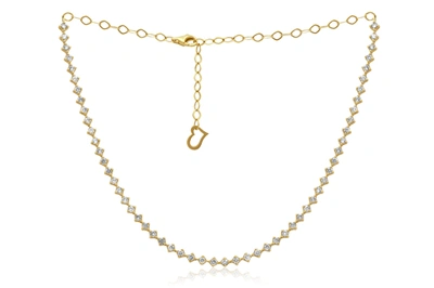 Diana M. 14 Kt Yellow Gold, 14" Diamond Choker Necklace Featuring 2.65 Cts Tw Round Diamonds In Yellow