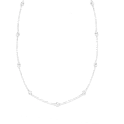 Diana M. 14 Kt White Gold, 18" Diamonds-by-the-yard Necklace Featuring 0.50 Cts Tw Round Diamonds In White