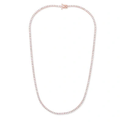 Diana M. 14 Kt Rose Gold, 16" 4 Prong Diamond Tennis Necklace Featuring 8.00 Cts Tw Round Diamonds In Multi