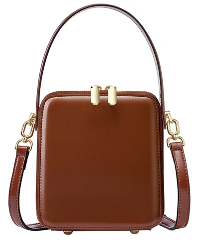 Shop Adele Berto Leather Shoulder Bag In Brown
