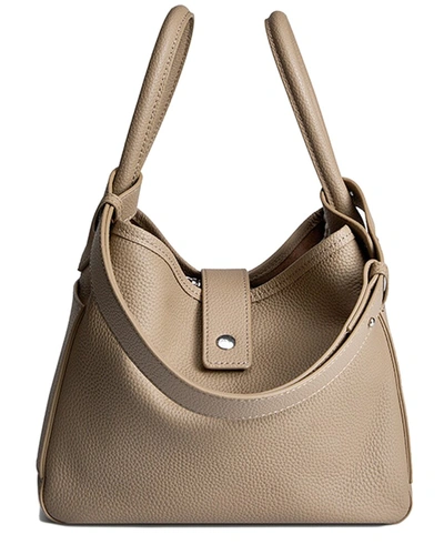 Shop Adele Berto Leather Tote In Grey