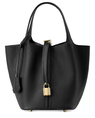 Shop Adele Berto Leather Tote Bag In Black