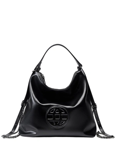 Shop Adele Berto Leather Shoulder Bag In Black
