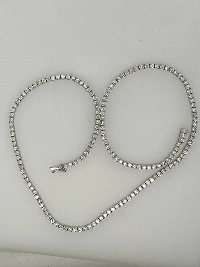 Diana M. 18 Kt White Gold, 16" Diamond Tennis Necklace Featuring 8.00 Cts Tw Round Diamonds In White