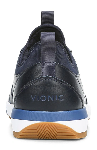 Shop Vionic Trent Sneaker In Navy Leather