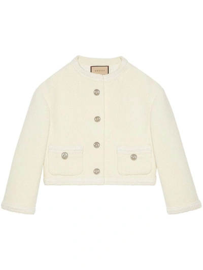 Shop Gucci Tweed Jacket In White