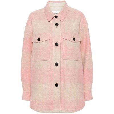 Shop Isabel Marant Étoile Coats In Pink/neutrals