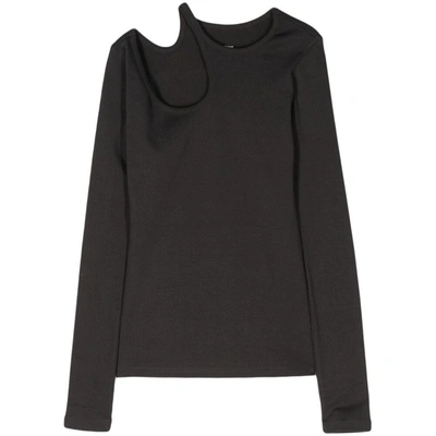 Low Classic Cut-out Detail Top In Grey