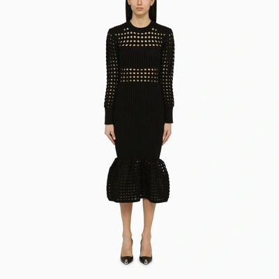 Alexander Mcqueen Alexander Mc Queen Black Knitted Midi Dress In Black