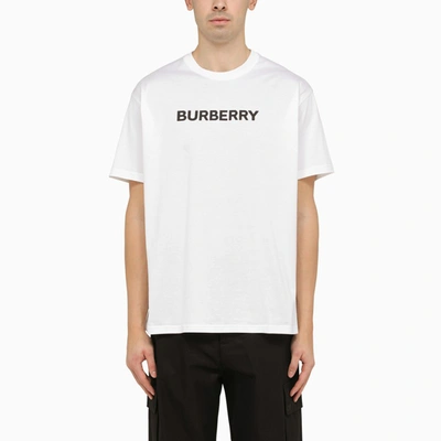 Shop Burberry Harriston White Crew-neck T-shirt