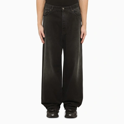 Shop Balenciaga | Black Denim Baggy Pants With Size Stickers