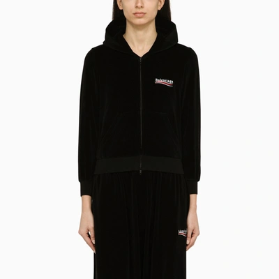 Shop Balenciaga | Black Cotton Zip Sweatshirt With Logo