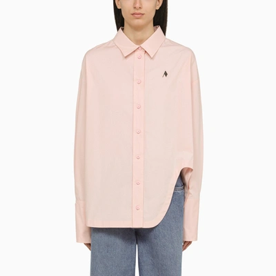 Shop Attico Pink Poplin Shirt With Logo Embroidery