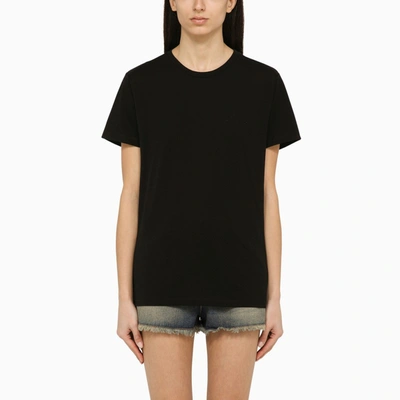 Shop Isabel Marant Black Cotton Crew-neck T-shirt With Logo
