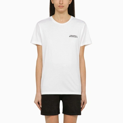 Shop Isabel Marant White Cotton Crew-neck T-shirt With Logo