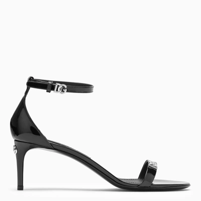 Shop Dolce & Gabbana Dolce&gabbana | Black Patent Leather Sandal With Logo