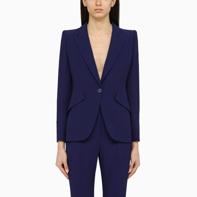 Shop Alexander Mcqueen Electric Blue Single-breasted Jacket