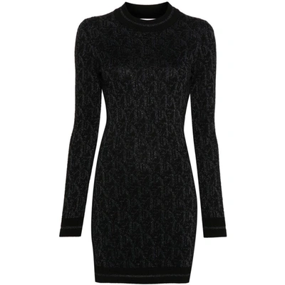 Shop Palm Angels Dresses In Black/silver