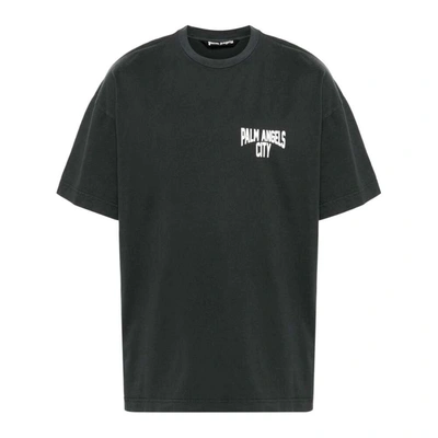 Shop Palm Angels T-shirts In Grey/white